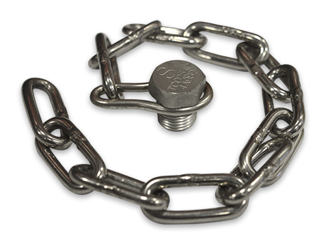 1/4-Inch Stainless Steel Plug Assembly with Stainless Steel Chain and Split Ring