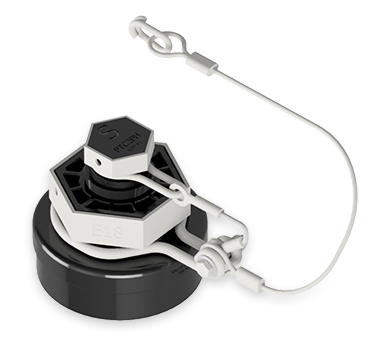 4-Inch Nylon Bottom Outlet Cap with Brown Viton A Gasket and 2 Stainless Steel Cables