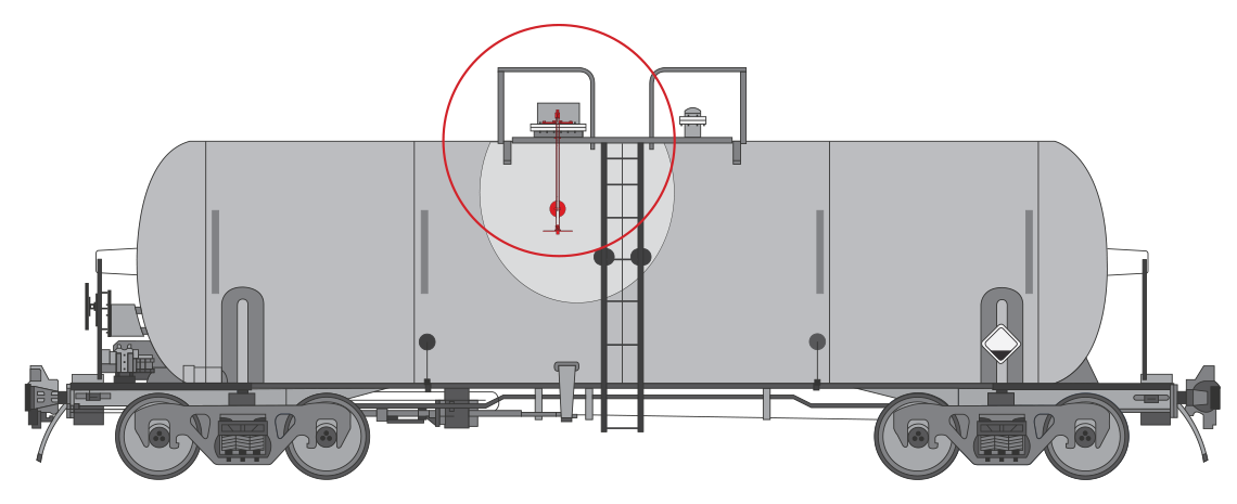 Tank car showing device location