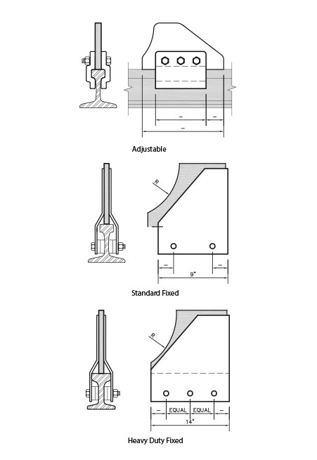 Wheel stops fabricated to match rail size and crane wheel diameter